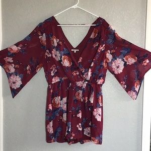 XL floral flutter sleeve Charlotte Russe romper